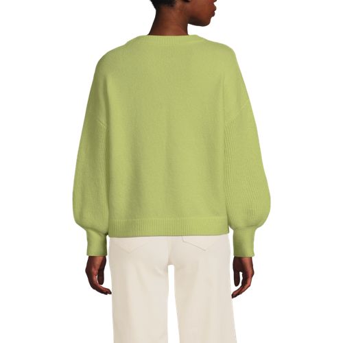  Lands' End Rundhalspullover Mit Aufgestickten Blumen, Damen, Größe:32-34 Regular, Grün, By Lands' End 