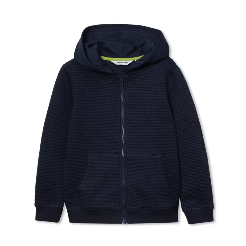 Boys Texture Knit Zip Up Hoodie, alternative image