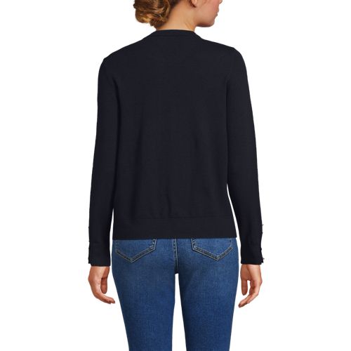  Lands' End Pullover Mit Rundausschnitt Silk Touch, Damen, Größe:32-34 Regular, Blau, Polyester/viskose/polyester-mischung, By Lands' End 