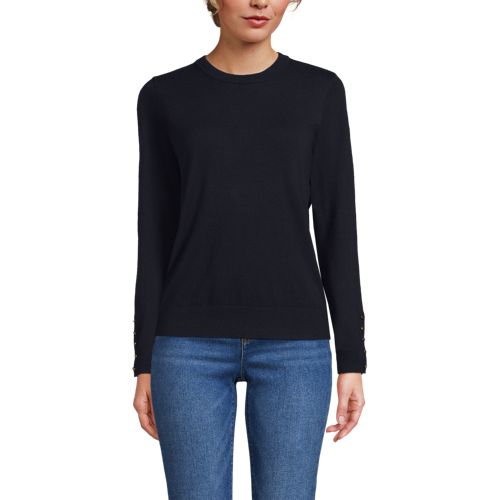  Lands' End Pullover Mit Rundausschnitt Silk Touch, Damen, Größe:32-34 Regular, Blau, Polyester/viskose/polyester-mischung, By Lands' End 