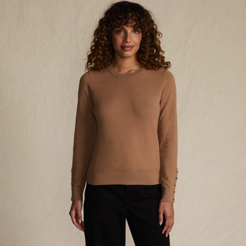  Lands' End Pullover Mit Rundausschnitt Silk Touch, Damen, Größe:32-34 Regular, Braun, Polyester/viskose/polyester-mischung, By Lands' End 