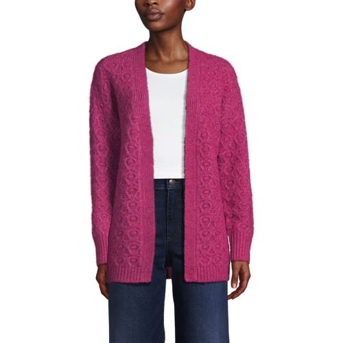  Lands' End Offener Soft Touch Cardigan, Damen, Größe:32-34 Regular, Pink, Polyester/polyester-mischung, By Lands' End 