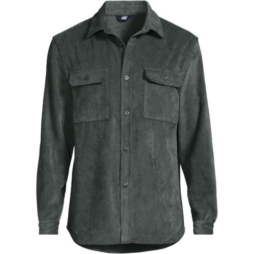 Corduroy Shirt, Men, size: S, regular, Grey, by Lands' End