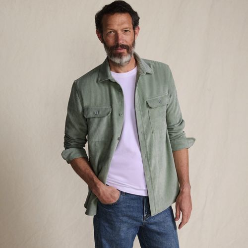 Corduroy Shirt, Men, size: M, regular, Green, by Lands' End