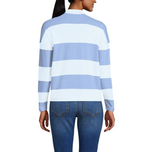  Lands' End Baumwollshirt Maritim Gestreift Mit Langen ärmeln, Damen, Größe:32-34 Regular, Blau, Baumwolle, By Lands' End 
