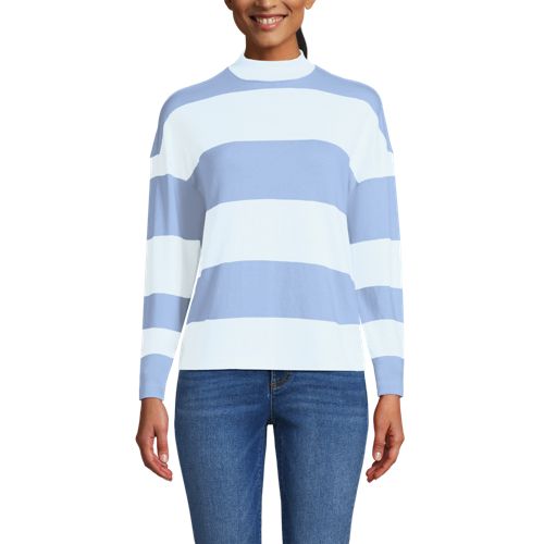  Lands' End Baumwollshirt Maritim Gestreift Mit Langen ärmeln, Damen, Größe:32-34 Regular, Blau, Baumwolle, By Lands' End 