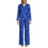 Women's Satin 2 Piece Pajama Set - Long Sleeve Top and Wide Leg Pants, Front