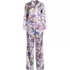 Women's Satin 2 Piece Pajama Set - Long Sleeve Top and Wide Leg Pants, Front