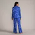 Women's Satin 2 Piece Pajama Set - Long Sleeve Top and Wide Leg Pants, Back