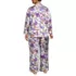 Women's Plus Size Satin 2 Piece Pajama Set - Long Sleeve Top and Wide Leg Pants, Back