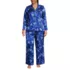Women's Plus Size Satin 2 Piece Pajama Set - Long Sleeve Top and Wide Leg Pants, Front