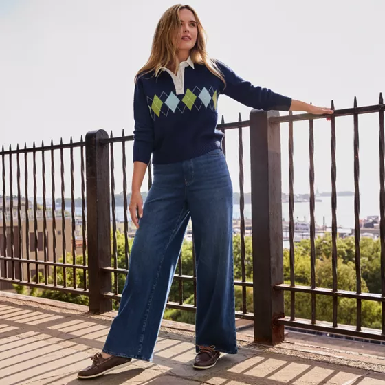 Women's Starfish Denim High Rise Wide Leg Jeans - primary
