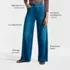 Women's Starfish Denim High Rise Wide Leg Jeans, alternative image