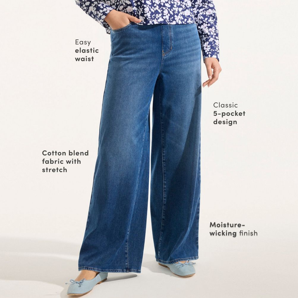 Women's Starfish Denim High Rise Wide Leg Jeans | Lands' End