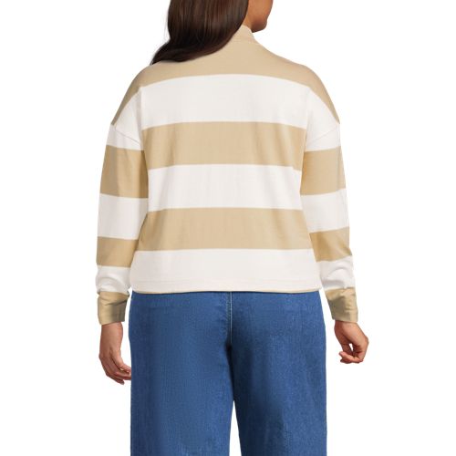  Lands' End Baumwollshirt Maritim Gestreift Mit Langen ärmeln, Damen, Größe:48-50 Plus, Beige, Baumwolle, By Lands' End 