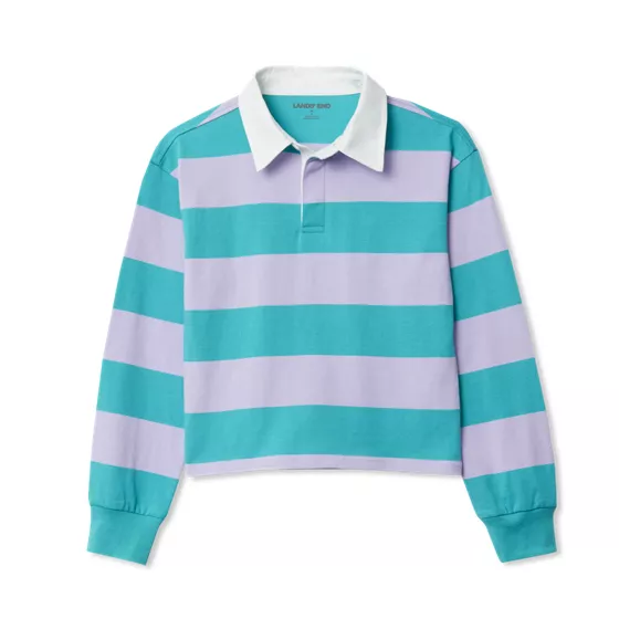 Girls Long Sleeve Stripe Rugby Shirt - primary