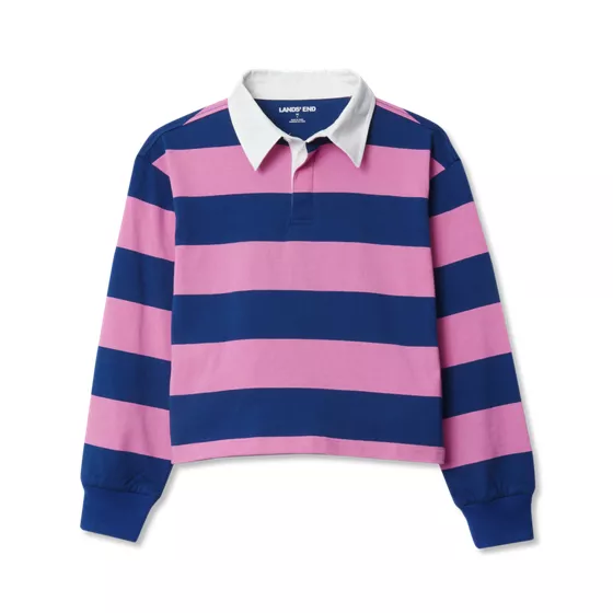 Girls Long Sleeve Stripe Rugby Shirt - primary