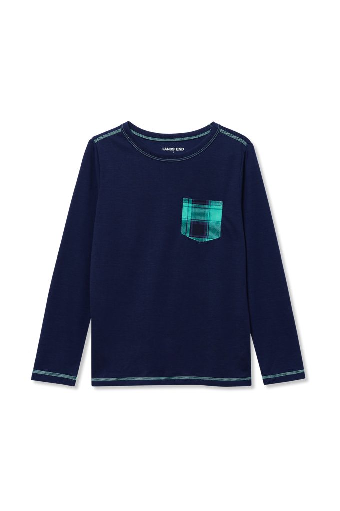 Kids Soft Jersey Pocket Sleep Top - Lands' End - Blue - 6