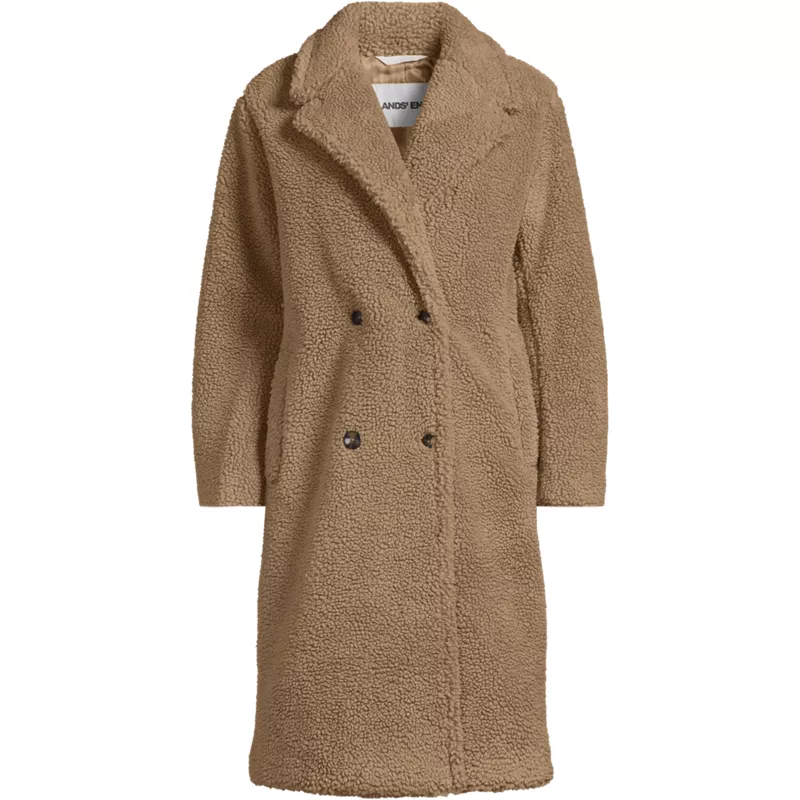 Women's Plus Size Double Breasted Sherpa Fleece Coat, Front