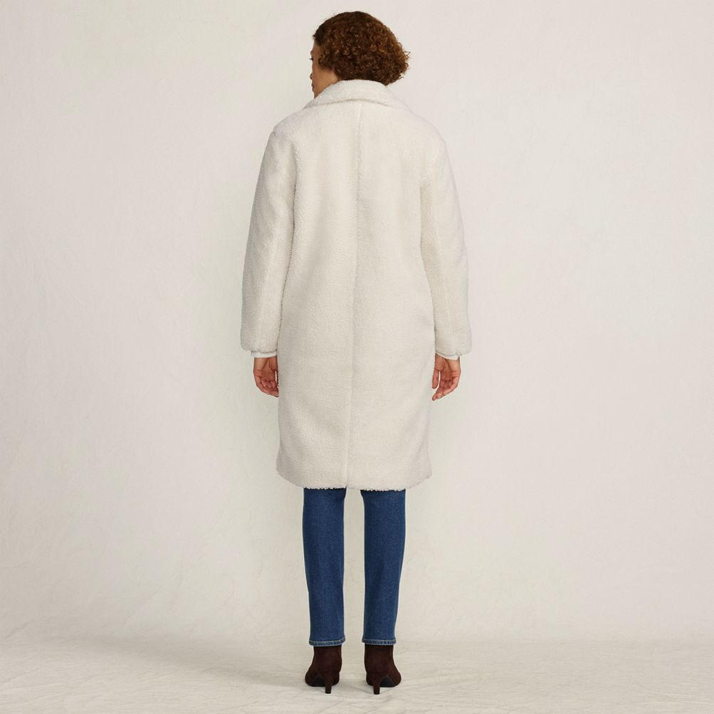 Women's Double Breasted Sherpa Fleece Coat | Lands' End