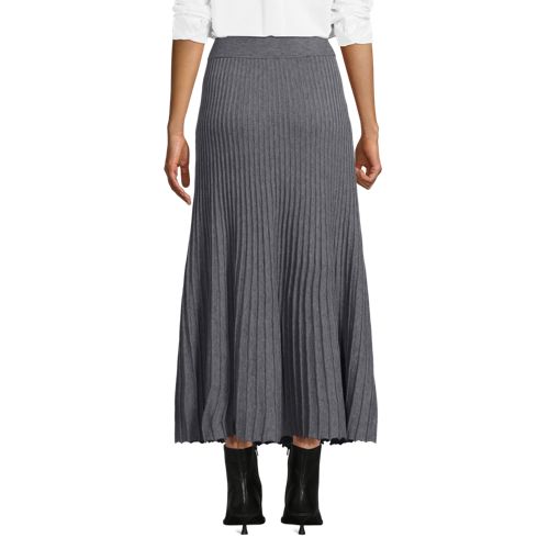  Lands' End Maxirock Silk Touch, Damen, Größe:32-34 Regular, Grau, Polyester/viskose/polyester-mischung, By Lands' End 