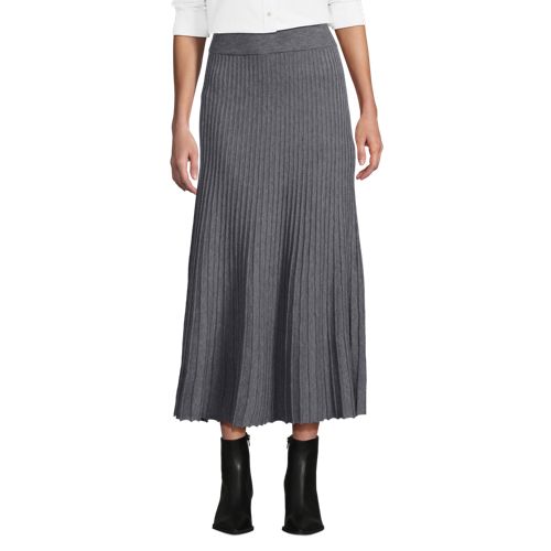  Lands' End Maxirock Silk Touch, Damen, Größe:32-34 Regular, Grau, Polyester/viskose/polyester-mischung, By Lands' End 