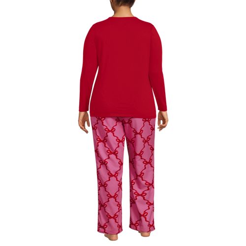  Lands' End Pyjama-set Mit Flanellhose, Damen, Größe:48-50 Plus, Pink, Baumwolle/baumwoll-mischung/viskose-mischung, By Lands' End 