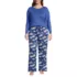Women's Plus Size Pajama Gift Set - Knit Long Sleeve Top and Flannel Pants, Front