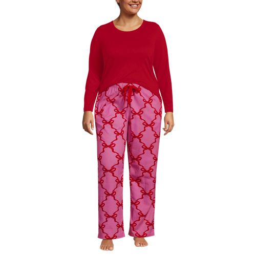  Lands' End Pyjama-set Mit Flanellhose, Damen, Größe:48-50 Plus, Pink, Baumwolle/baumwoll-mischung/viskose-mischung, By Lands' End 