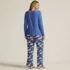 Women's Plus Size Pajama Gift Set - Knit Long Sleeve Top and Flannel Pants, Back