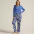 Women's Plus Size Pajama Gift Set - Knit Long Sleeve Top and Flannel Pants, Front