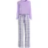 Women's Pajama Gift Set - Knit Long Sleeve Top and Flannel Pants, Front