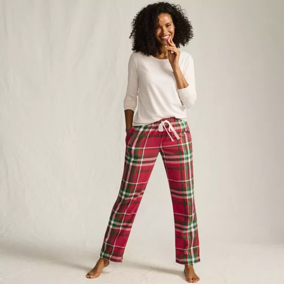 Women's Tall Pajama Gift Set - Knit Long Sleeve Top and Flannel Pants - primary