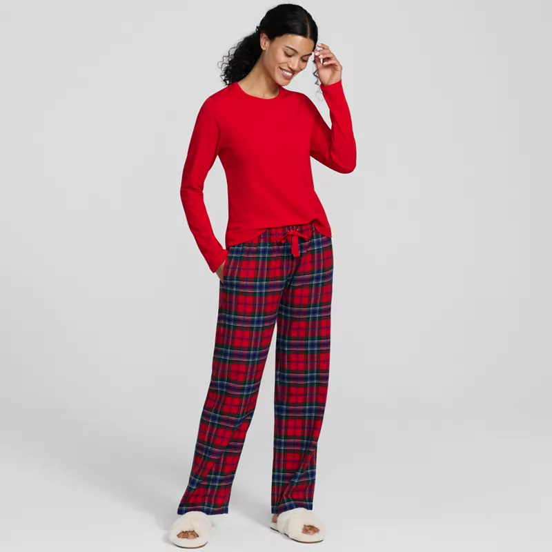 Women's Pajama Gift Set - Knit Long Sleeve Top and Flannel Pants, alternative image