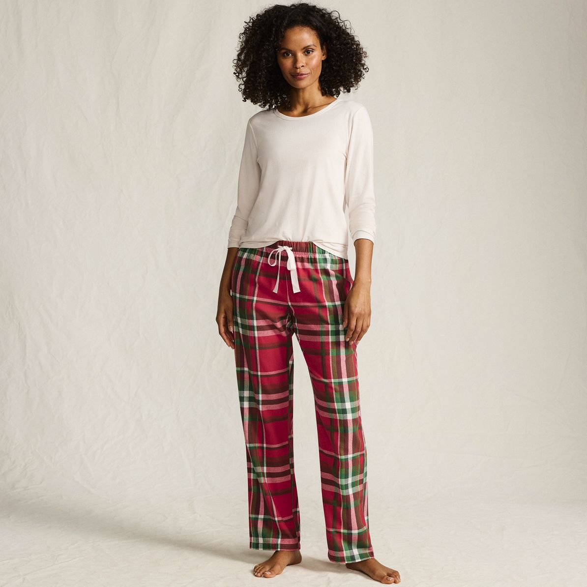 Women's Pajama Gift Set - Knit Long Sleeve Top and Flannel Pants