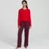 Women's Pajama Gift Set - Knit Long Sleeve Top and Flannel Pants, Front