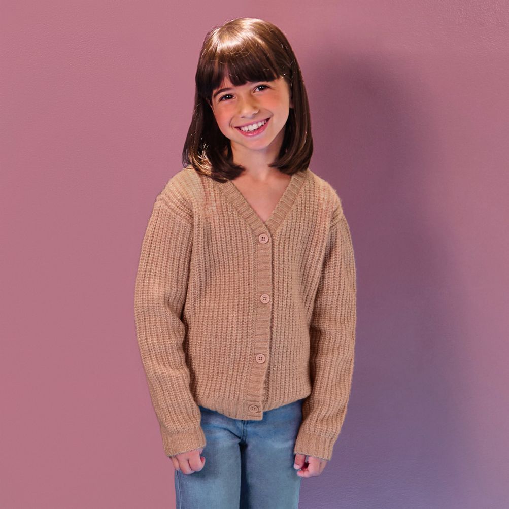 Girls Button Front Knit Sparkle Cardigan | Lands' End