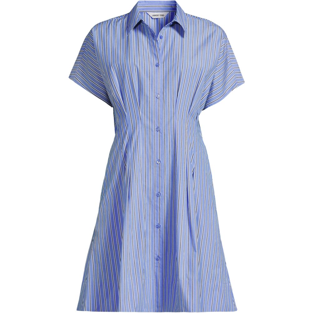 lands end embroidered above the knee dress Women's Embroidered Above the Knee Tie Neck Dress