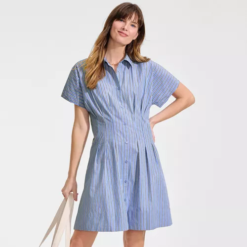 Women's Cambric Above the Knee Shirt Dress, alternative image
