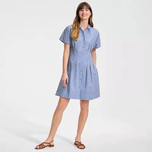 Women's Cambric Above the Knee Shirt Dress, Front