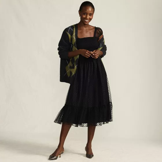 Women's Flocked Chiffon Midi Dress - primary