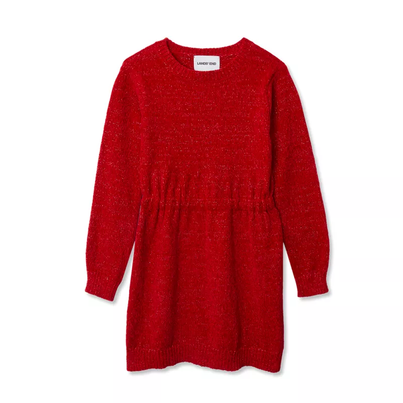 Girls Chenille Cinched Waist Sweater Dress, alternative image