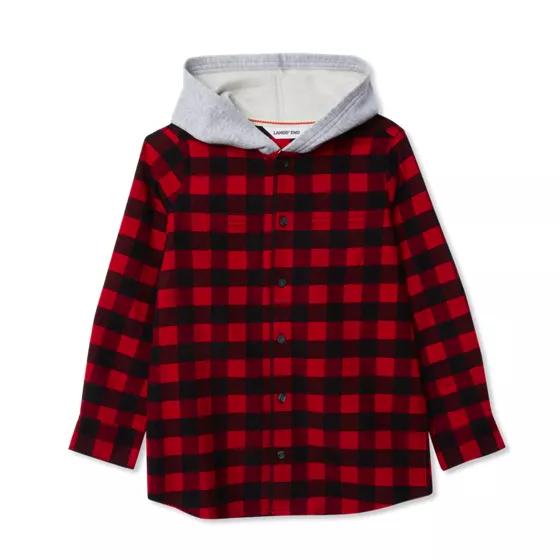 Kids Long Sleeve Hooded Flannel - primary