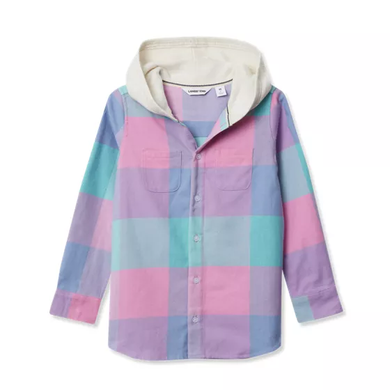 Kids Long Sleeve Hooded Flannel - primary