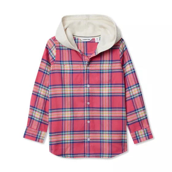 Kids Long Sleeve Hooded Flannel - primary