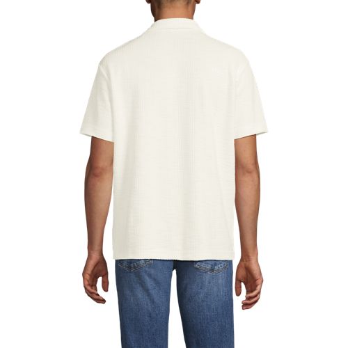  Lands' End Jacquard-shirt Mit V-ausschnitt, Herren, Größe:44-46 Regular, Weiß, Baumwolle/polyester, By Lands' End 