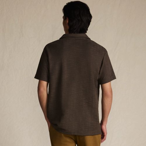  Lands' End Jacquard-shirt Mit V-ausschnitt, Herren, Größe:44-46 Regular, Braun, Baumwolle/polyester, By Lands' End 