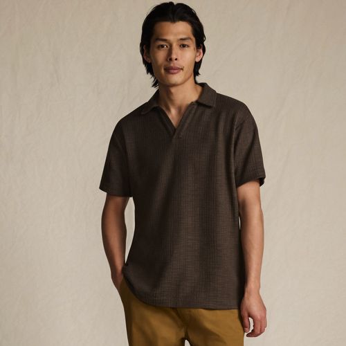  Lands' End Jacquard-shirt Mit V-ausschnitt, Herren, Größe:44-46 Regular, Braun, Baumwolle/polyester, By Lands' End 