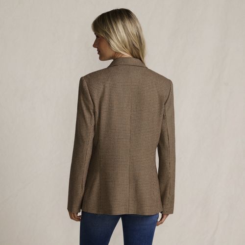  Lands' End Karierter Blazer, Damen, Größe:36 Regular, Beige, Polyester/viskose/polyester-mischung, By Lands' End 