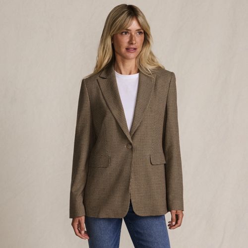  Lands' End Karierter Blazer, Damen, Größe:36 Regular, Beige, Polyester/viskose/polyester-mischung, By Lands' End 